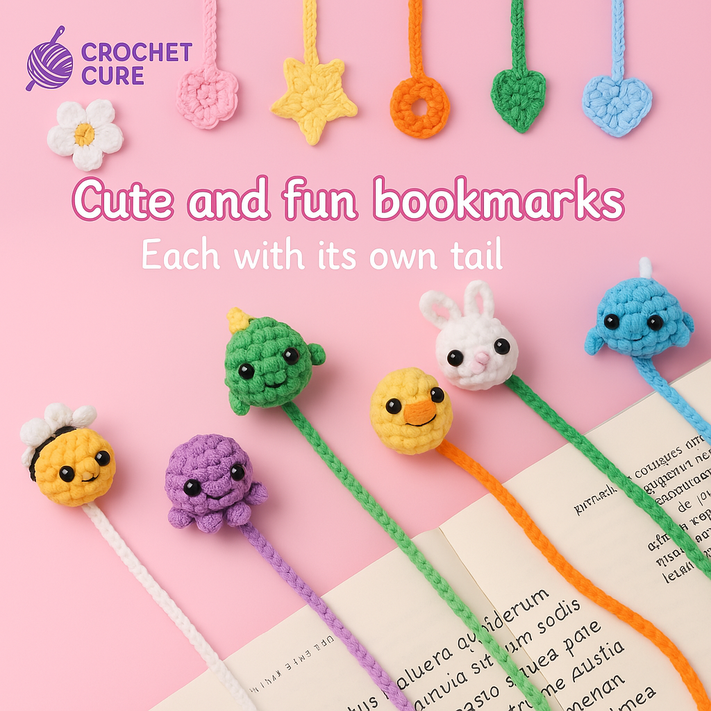 Cute Crochet Bookmark Kit with Step-by-Step Video Tutorials