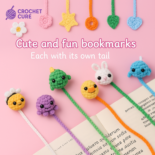 Cute Crochet Bookmark Kit with Step-by-Step Video Tutorials