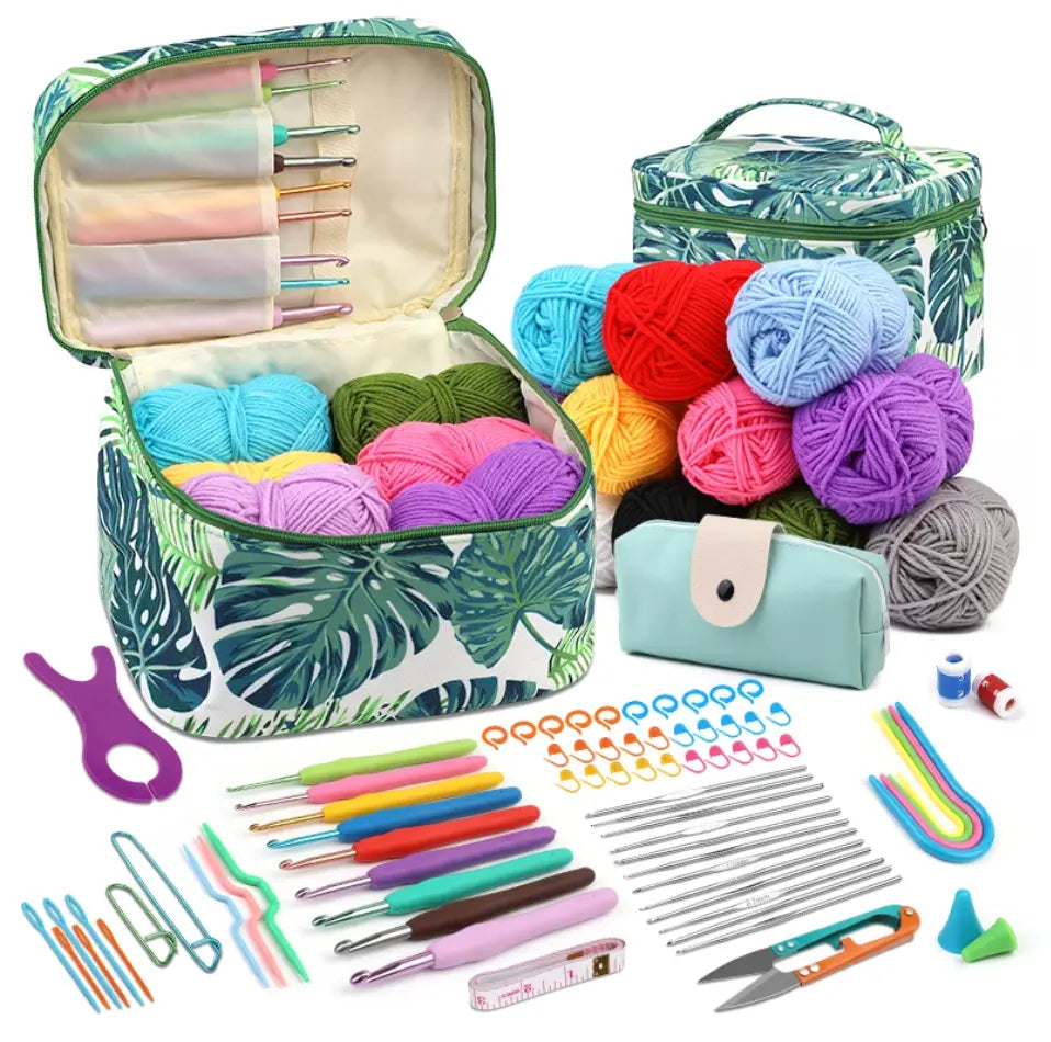 Complete Crochet Starter Kit + FREE 12 YARN SKEINS Crochet Cure