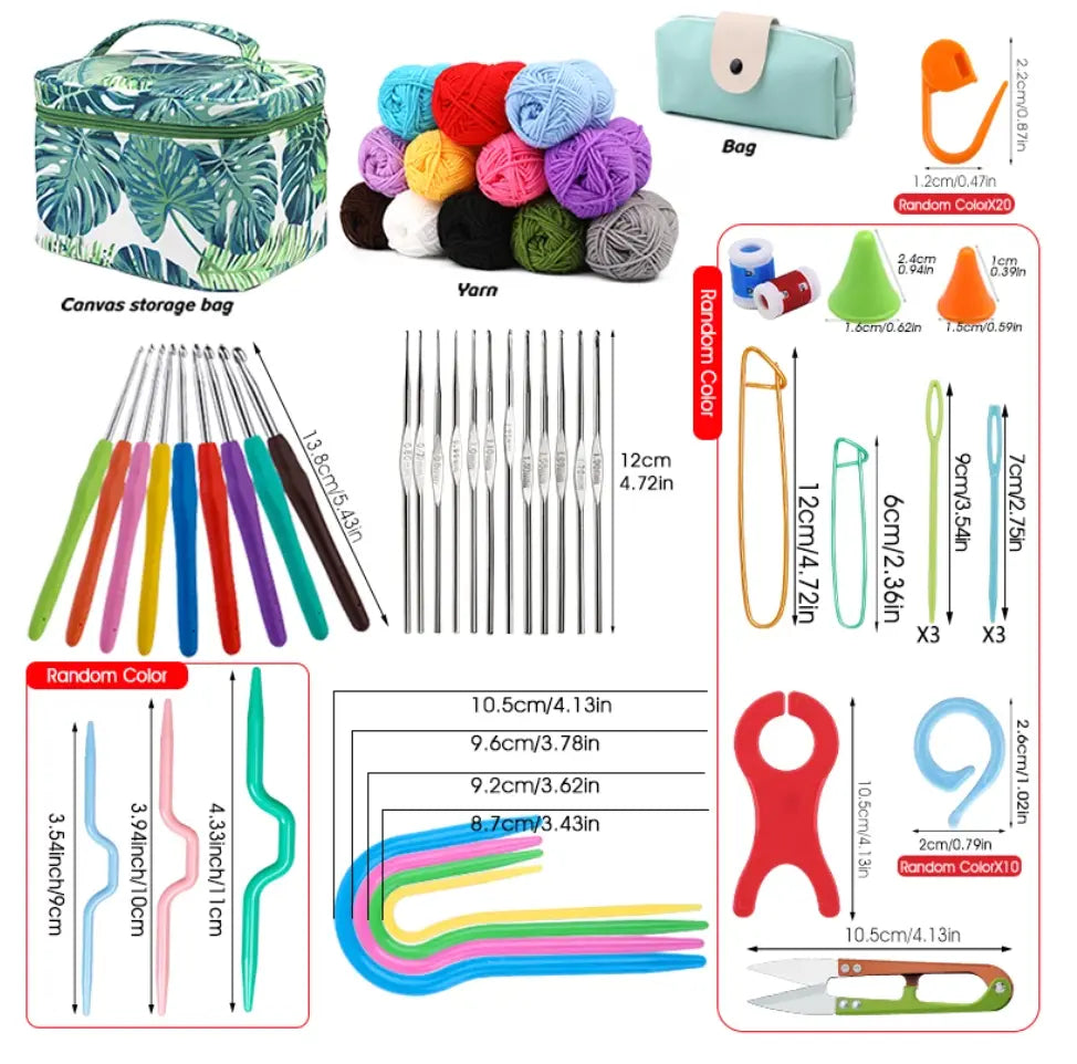 Complete Crochet Starter Kit + FREE 12 YARN SKEINS Crochet Cure