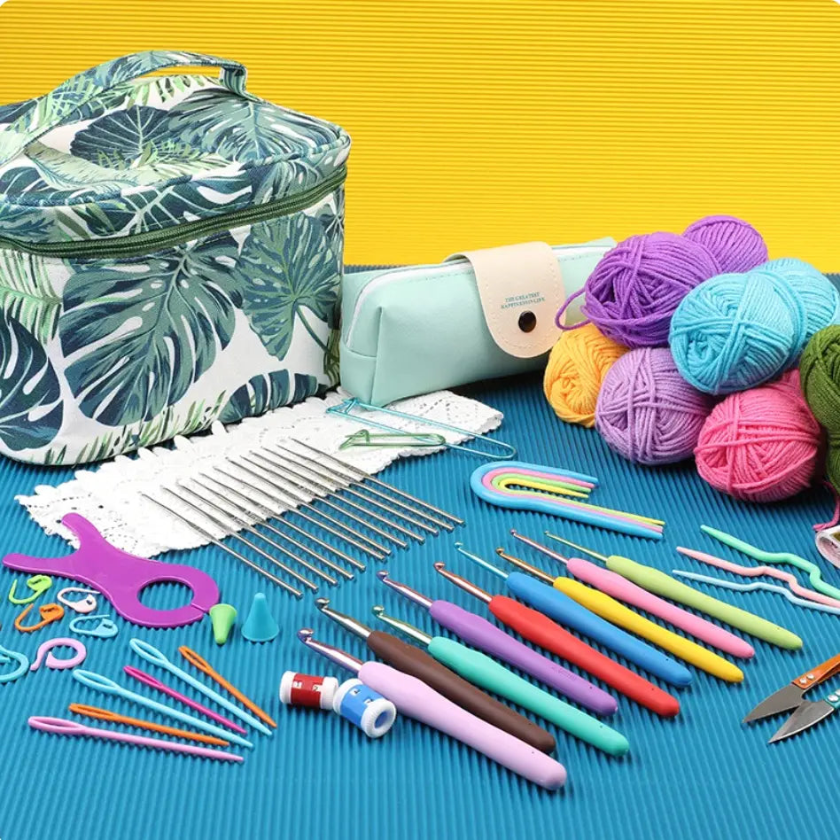 Complete Crochet Starter Kit + FREE 12 YARN SKEINS Crochet Cure