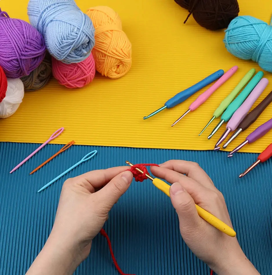Complete Crochet Starter Kit + FREE 12 YARN SKEINS Crochet Cure