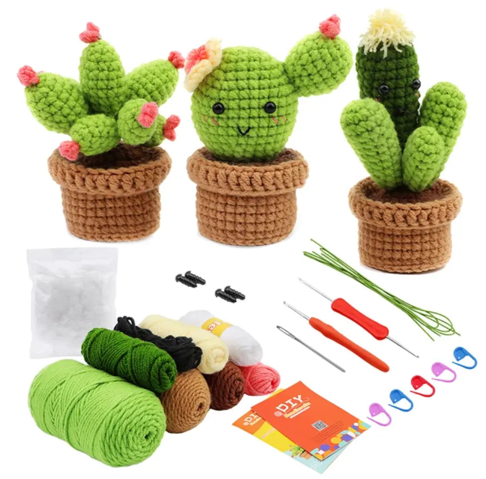 Crochet Cactus Kit for Beginners (3 pack) Crochet Cure