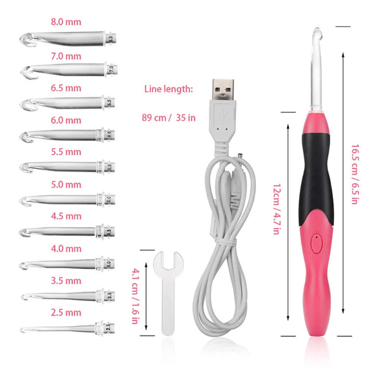 LED Light Up Crochet Hook + 11 hook sizes Crochet Cure