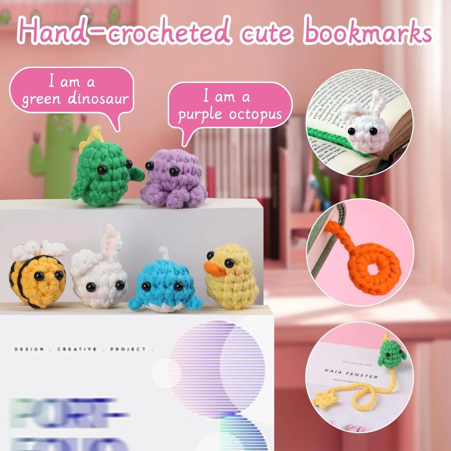 Cute Crochet Bookmark Kit with Step-by-Step Video Tutorials