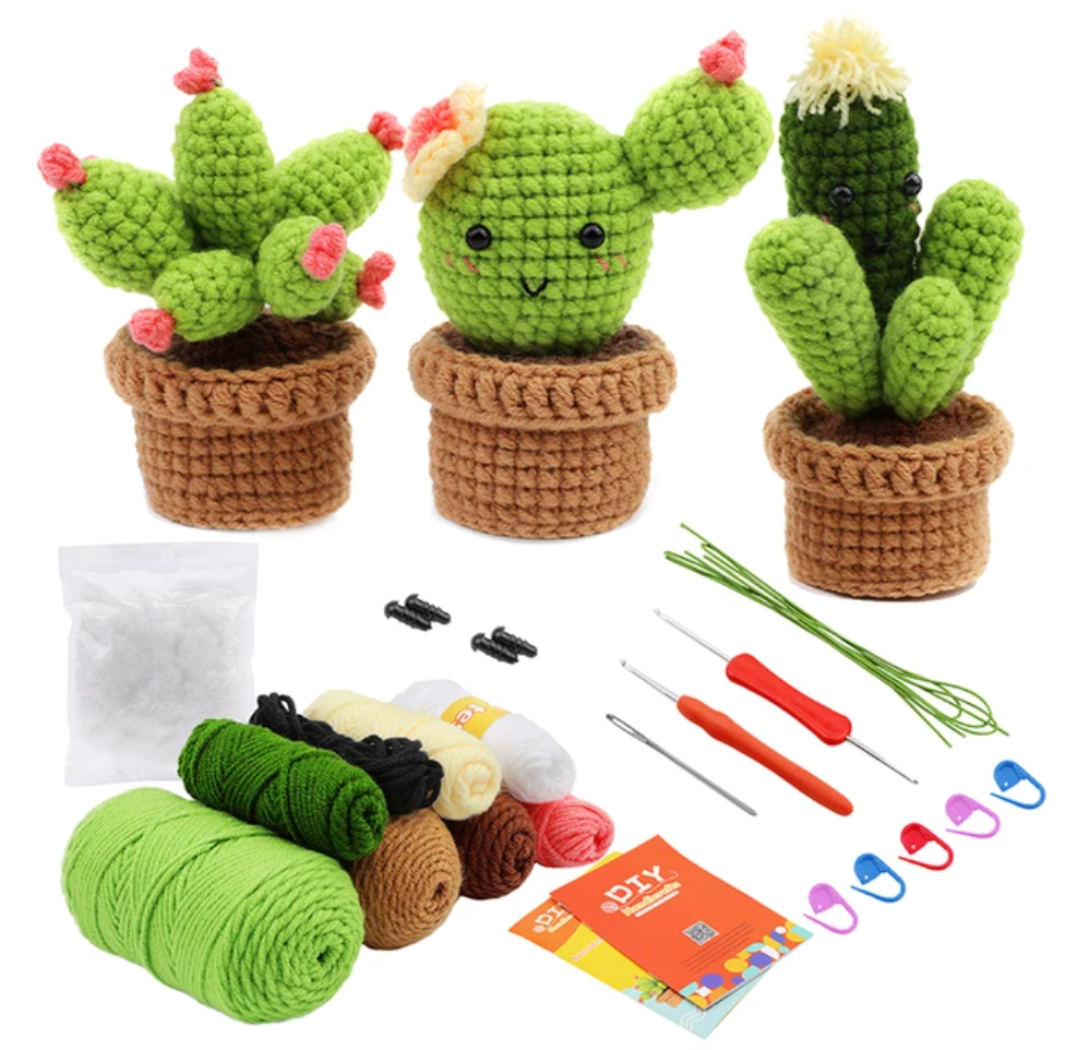 Crochet Cactus Kit for Beginners (3 pack) – Crochet Cure