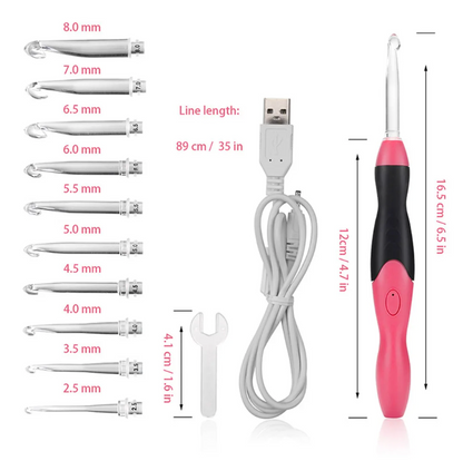 Light Up LED Crochet Hooks 11 hook sizes